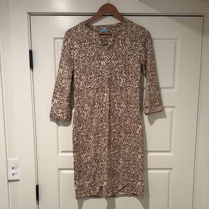 J. McLaughlin Brown Patterned Long Sleeve Dress - Carly Dress Catalina Spot Brow
